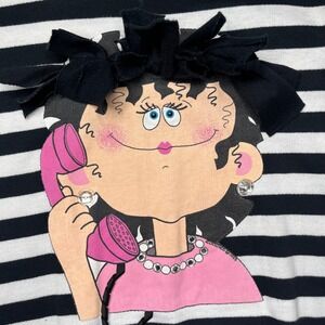 Vintage Zoodles Black White Stripe Graphic Sweatshirt Size 7-8